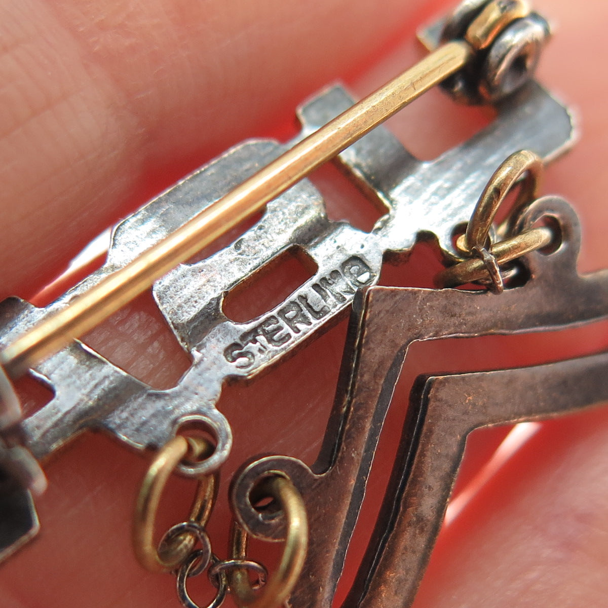 925 Sterling Silver Gold Plated Antique WWII US Army Corporal Pin Brooch