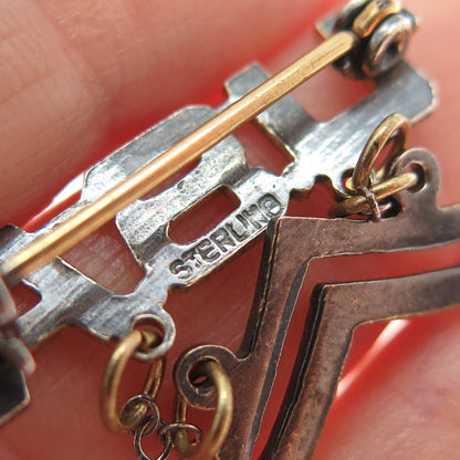 925 Sterling Silver Gold Plated Antique WWII US Army Corporal Pin Brooch