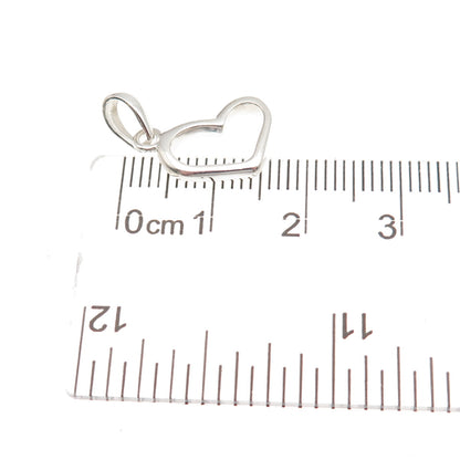 925 Sterling Silver Vintage Open Heart Mini Charm Pendant