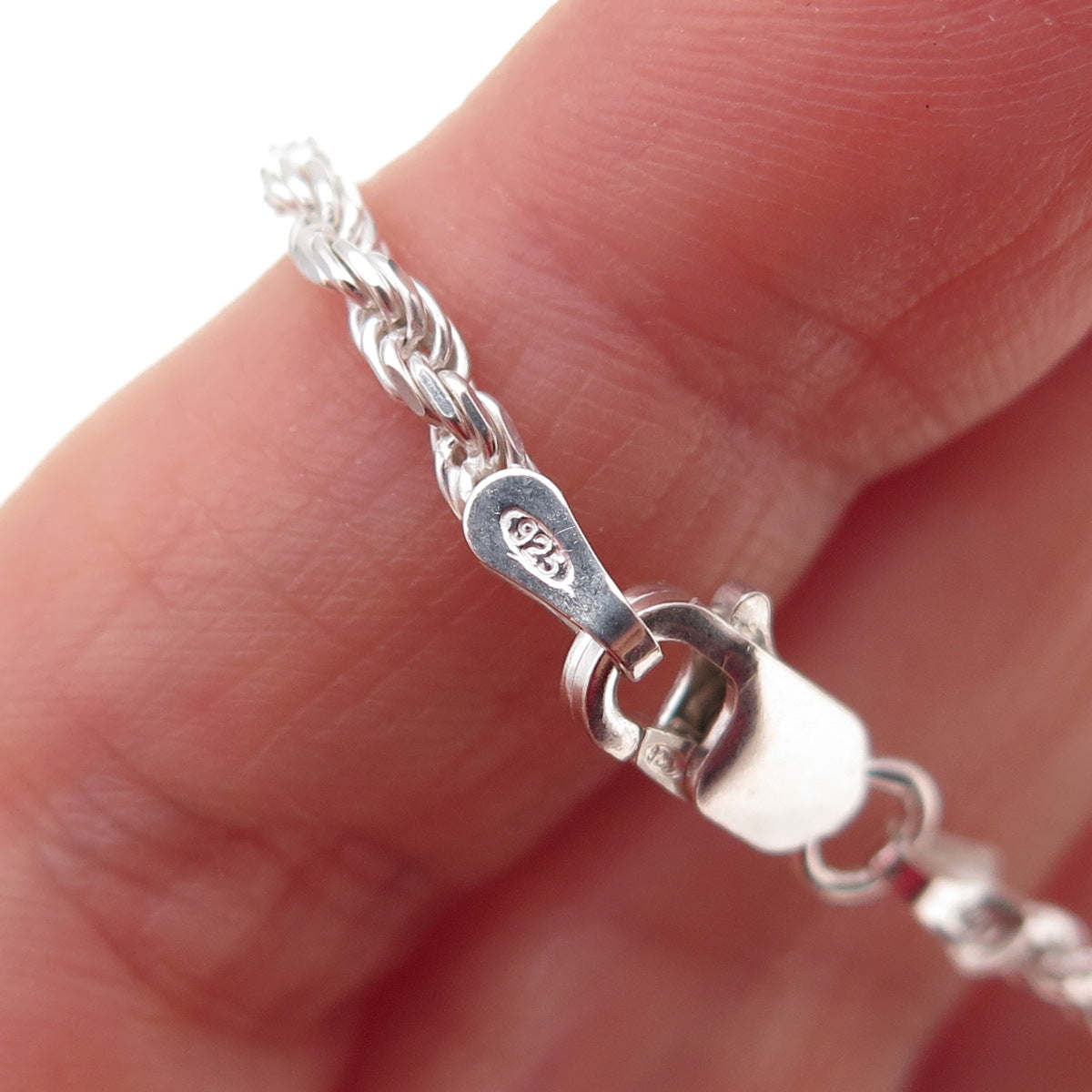 Han 925 Sterling Silver Italy Twisted Rope Chain Necklace 20"