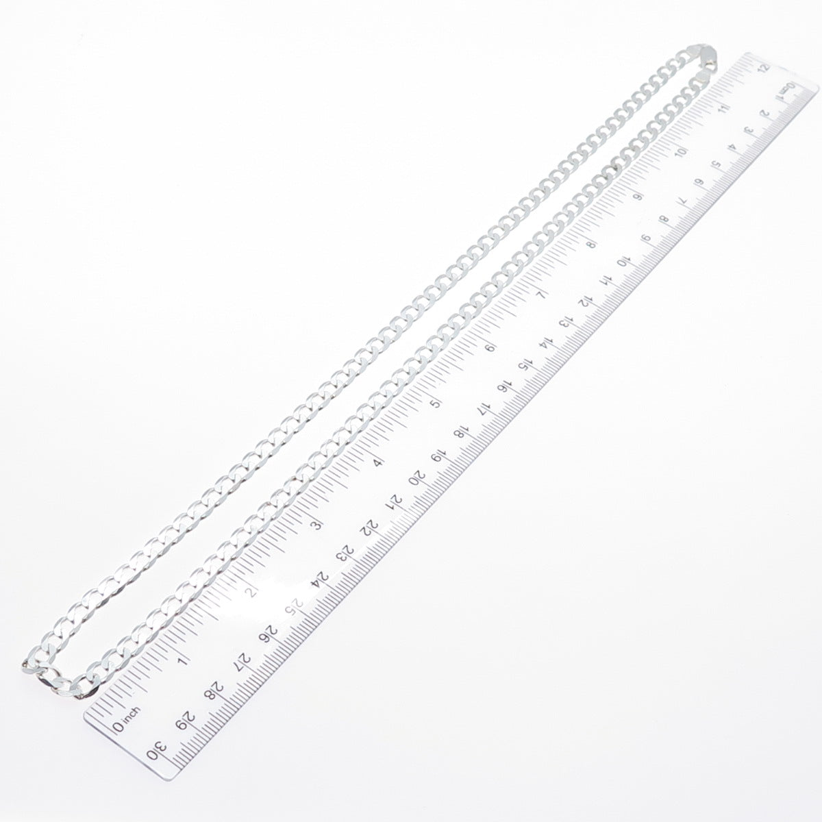 925 Sterling Silver Vintage Italy Curb Chain Necklace 24"