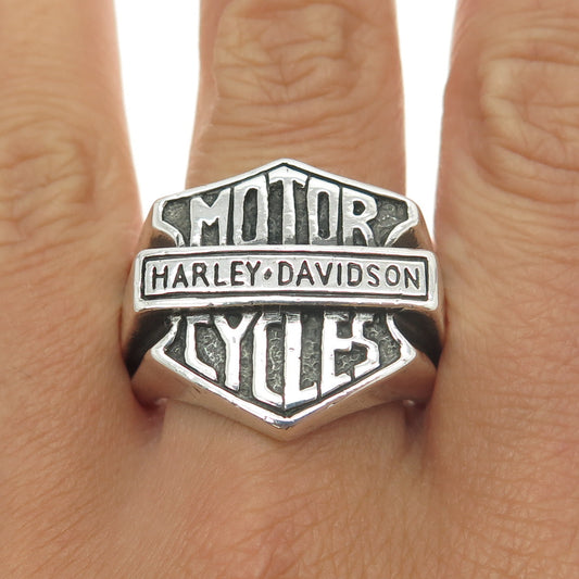 HARLEY-DAVIDSON 925 Sterling Silver Vintage Motorcycles Solid Biker Ring Size 12