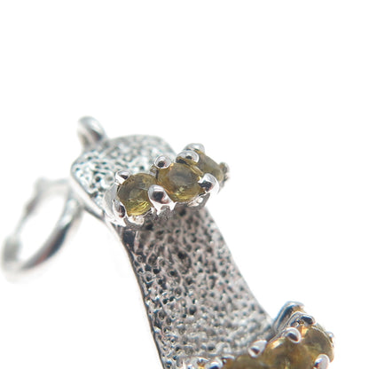 925 Sterling Silver Vintage Real Citrine Lady's Shoe Minimalist Charm Pendant