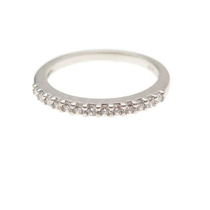 JH Young Sterling Silver Round-Cut C Z Half Eternity Stackable Band Ring Size 7