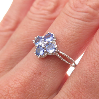 Chuck Clemency 925 Sterling Silver Real Tanzanite Floral Ring Size 8