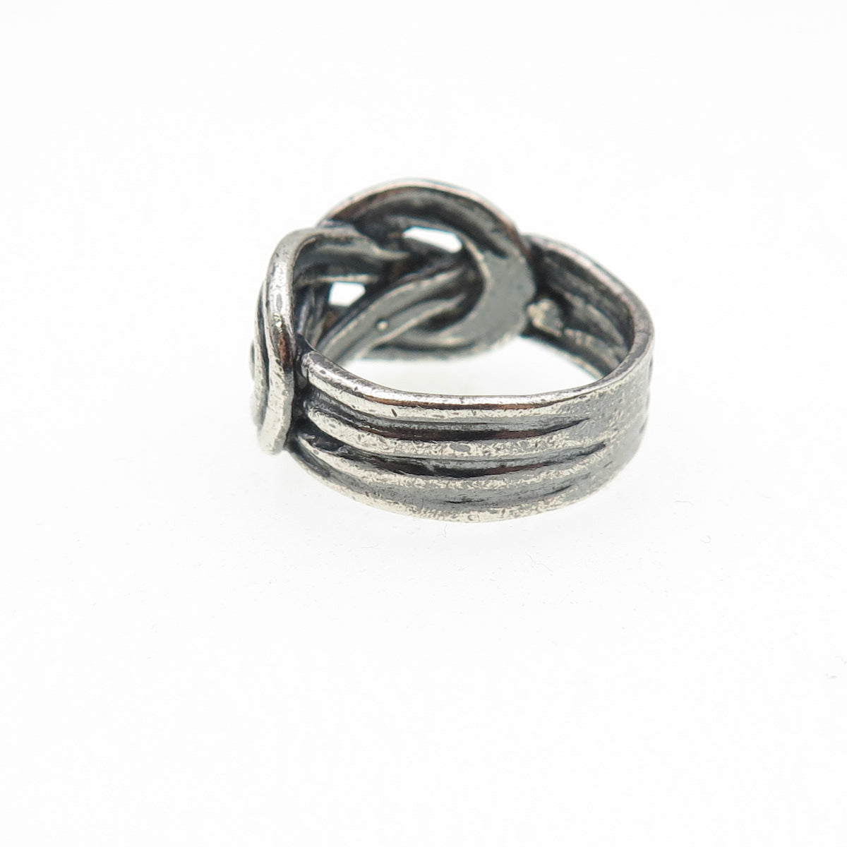 925 Sterling Silver Vintage Modernist Knot Oxidized Ring Size 5.5