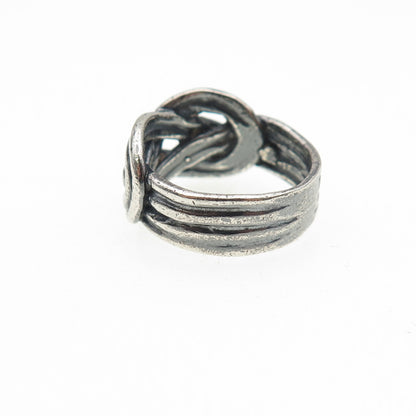 925 Sterling Silver Vintage Modernist Knot Oxidized Ring Size 5.5