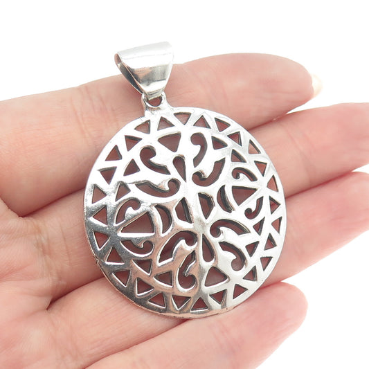 950 Silver Vintage Tribal Ornate Round Pendant