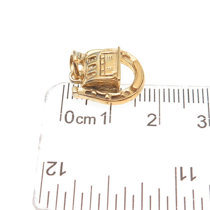 925 Sterling Gold Plated Antique Art Deco Slot Machine & Horseshoe Mini Pendant