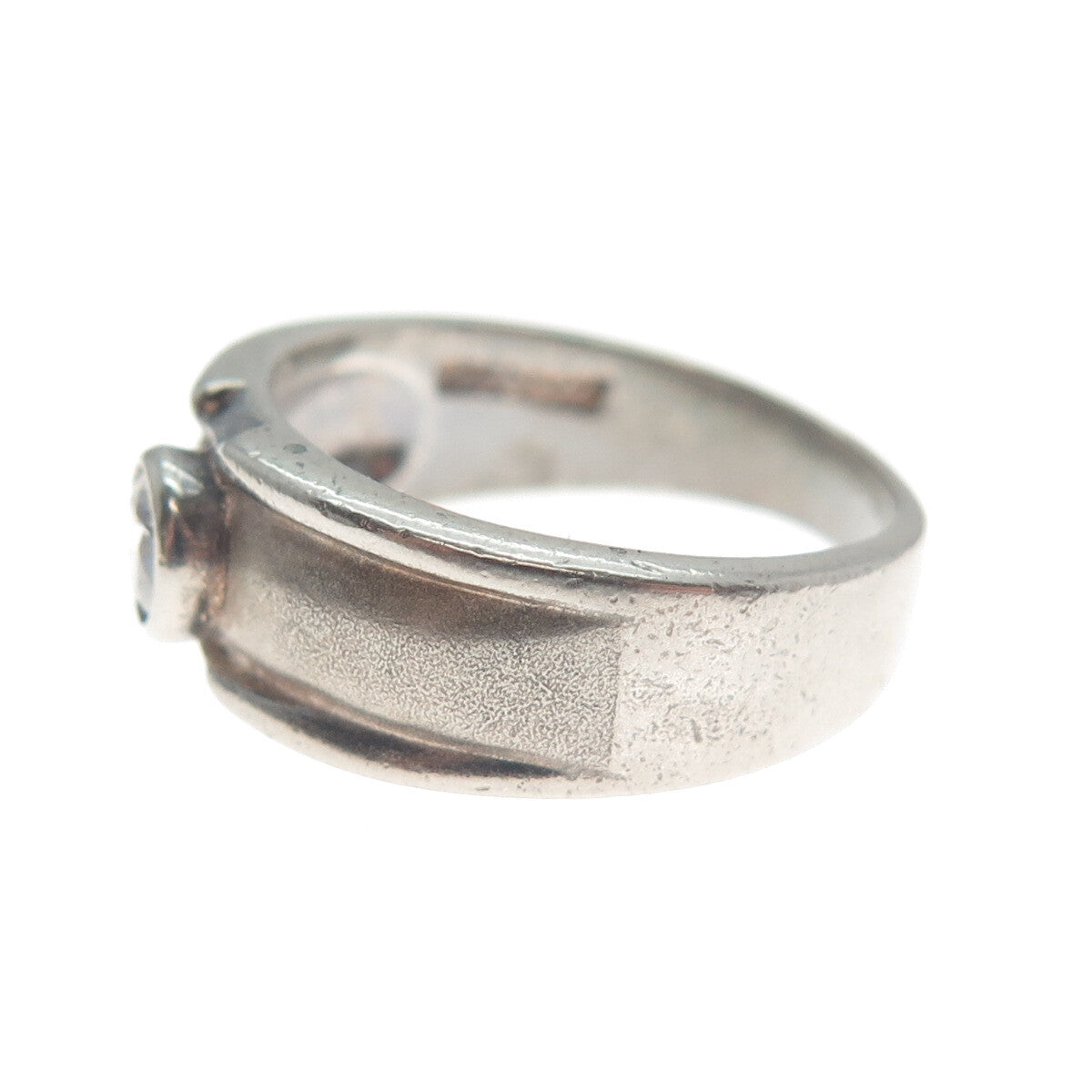 925 Sterling Silver Vintage Round-Cut C Z Oxidized Ring Size 6