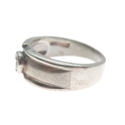 925 Sterling Silver Vintage Round-Cut C Z Oxidized Ring Size 6