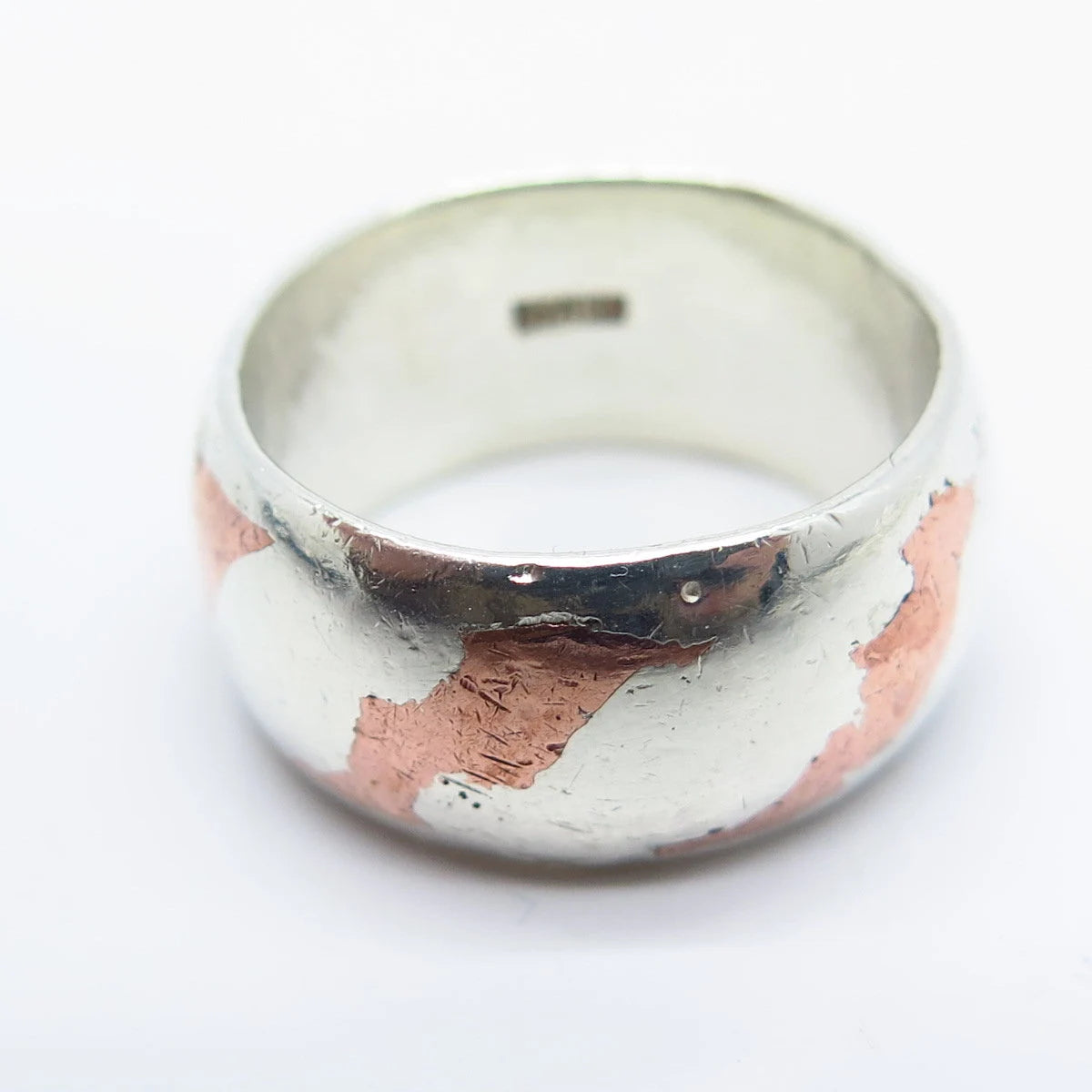 925 Sterling Silver 2-Tone Vintage Classic Band Ring Size 7.5