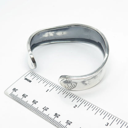 925 Sterling Silver Vintage Concave Adjustable Cuff Bracelet 7"