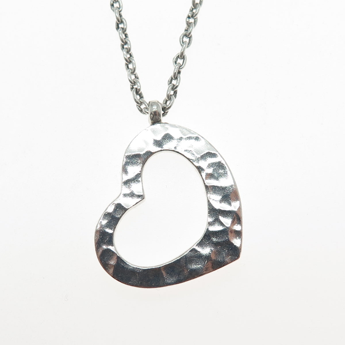 LOIS HILL 925 Sterling Silver Vintage Heart Scroll Cable Chain Necklace 17-18"