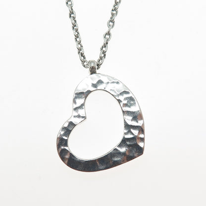 LOIS HILL 925 Sterling Silver Vintage Heart Scroll Cable Chain Necklace 17-18"