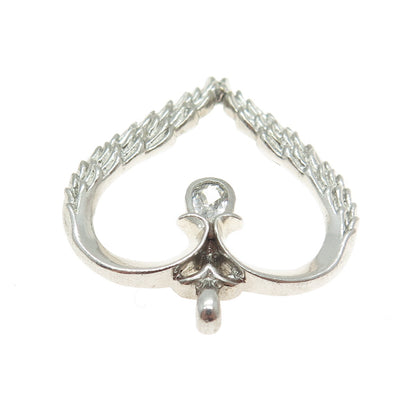 BGE BRADFORD 925 Sterling Silver Pear-Cut Shaped C Z Angel Wings Heart Pendant