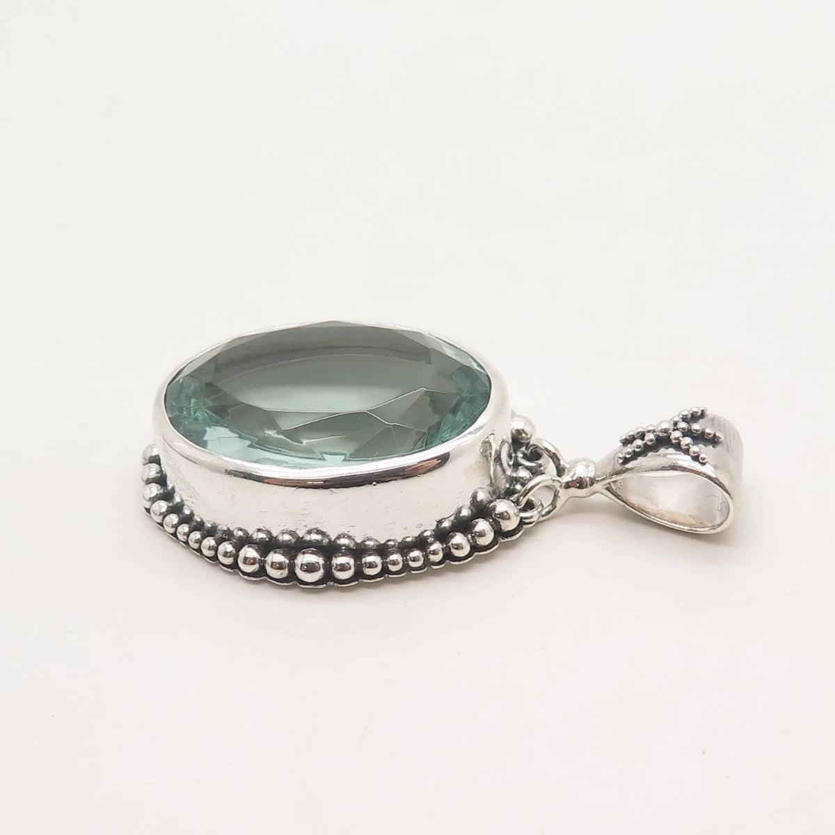 925 Sterling Silver Vintage Gemala Blue Glass Beaded Pendant