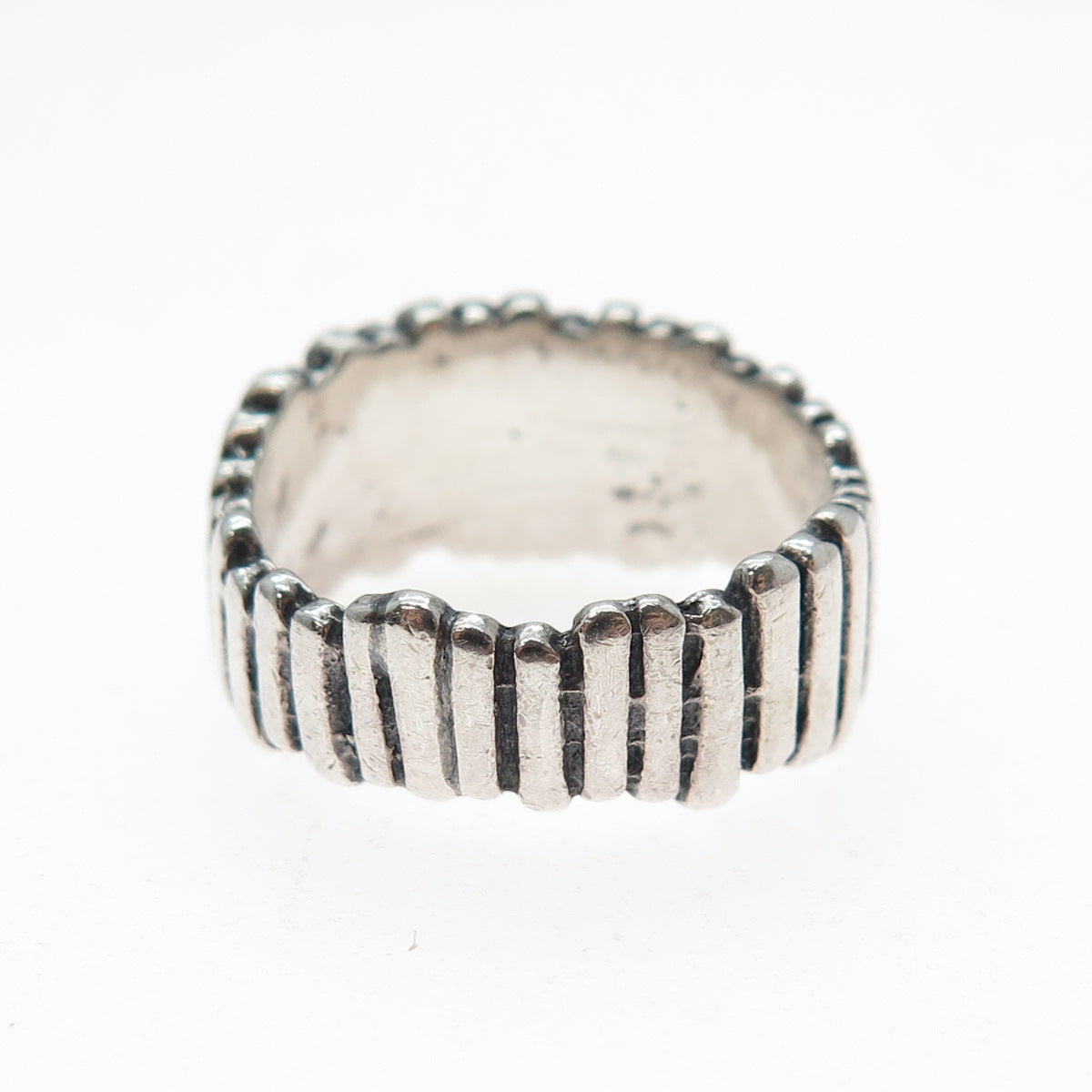 GC GODFREY CARTER 925 Sterling Silver Vintage Modernist Ribbed Ring Size 8.25