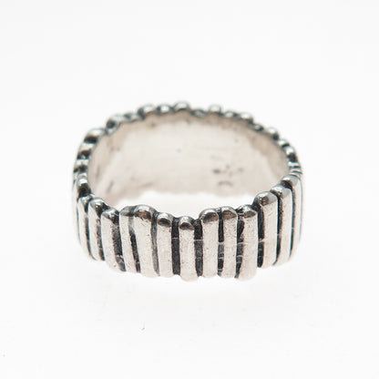 GC GODFREY CARTER 925 Sterling Silver Vintage Modernist Ribbed Ring Size 8.25