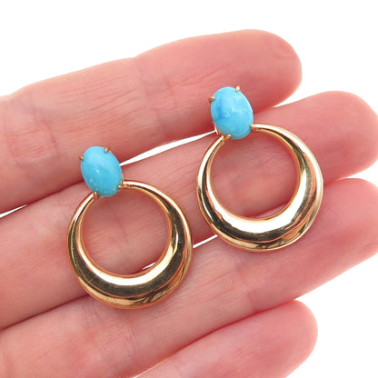 Tehya Oyama Sterling Silver Gold Plated Real Turquoise Crescent Dangle Earrings