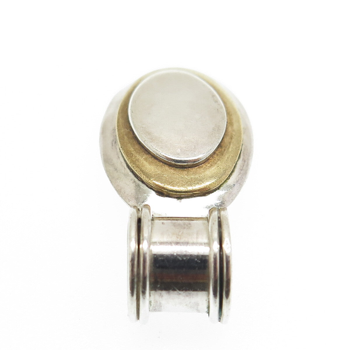 925 Sterling Silver 2-Tone Vintage Mexico Letter "O" Modernist Pendant