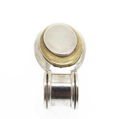 925 Sterling Silver 2-Tone Vintage Mexico Letter "O" Modernist Pendant