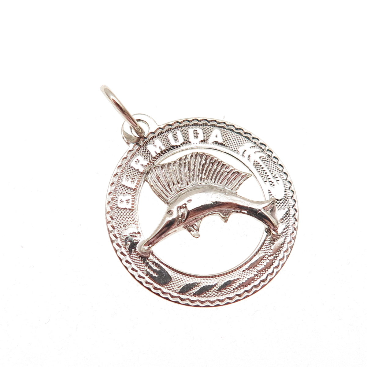 CREA 925 Sterling Silver Vintage Bermuda Swordfish Mini Charm Pendant