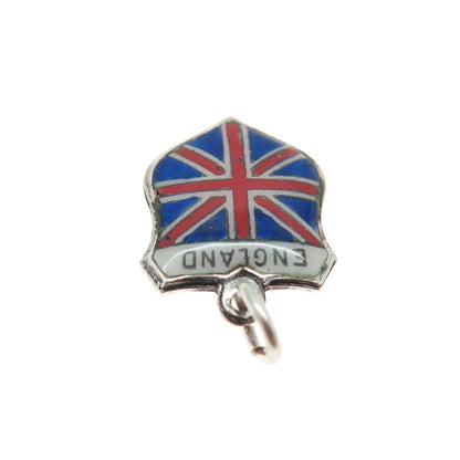 SUVENJO 800 Silver Vintage Enamel England Flag Minimalist Charm Pendant