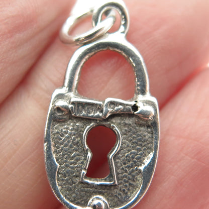 925 Sterling Silver Vintage Padlock Charm Pendant