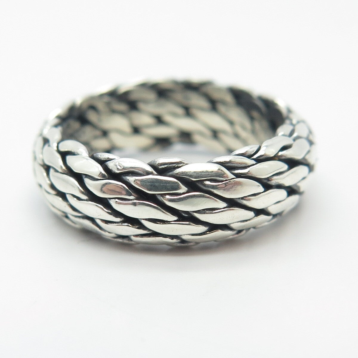 925 Sterling Silver Vintage Woven Band Ring Size 6.75