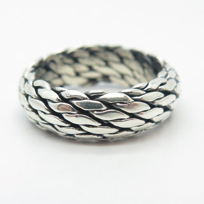 925 Sterling Silver Vintage Woven Band Ring Size 6.75