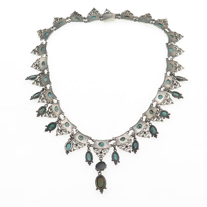 800 Silver Antique Austro-Hungarian Real Turquoise Necklace 16" (missing links)