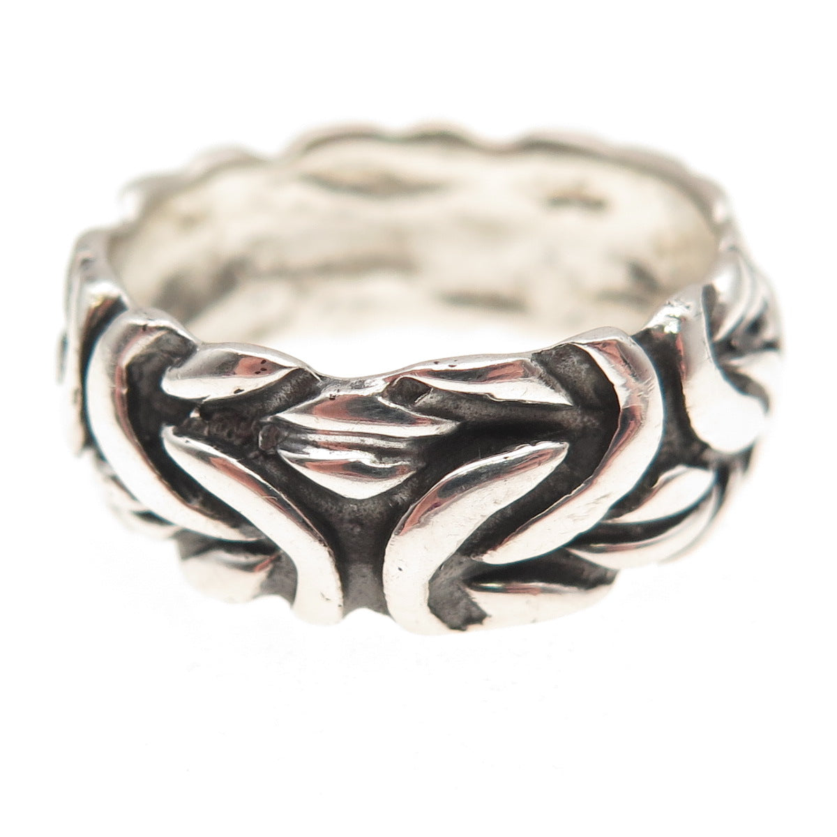 925 Sterling Silver Vintage Byzantine Oxidized Band Ring Size 11.75