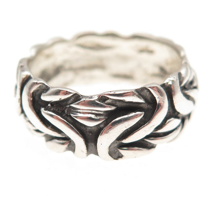 925 Sterling Silver Vintage Byzantine Oxidized Band Ring Size 11.75