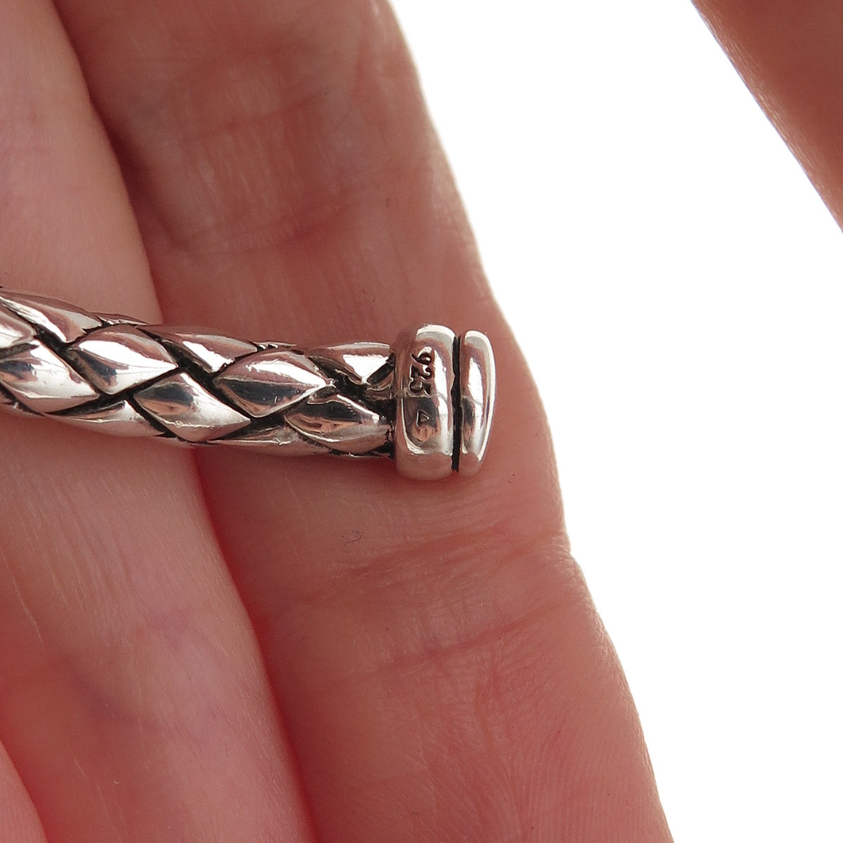 Scott Kay 925 Sterling Silver Real Diamond Adjustable Woven Cuff Bracelet 6.25"