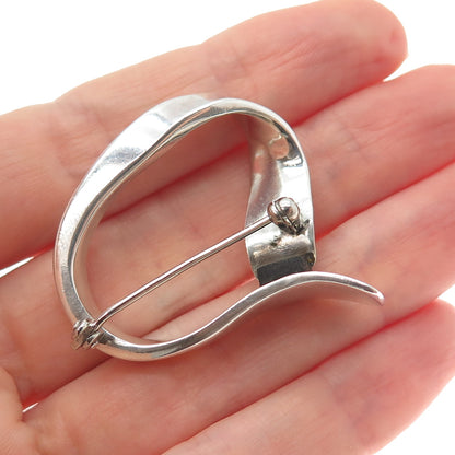 925 Sterling Silver Vintage Modernist Loop Pin Brooch