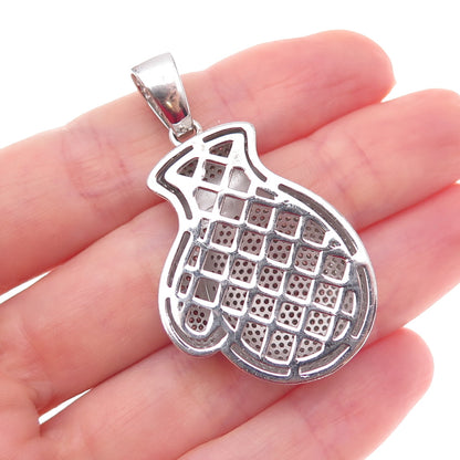 925 Sterling Silver Round-Cut C Z Boxing Glove Pendant