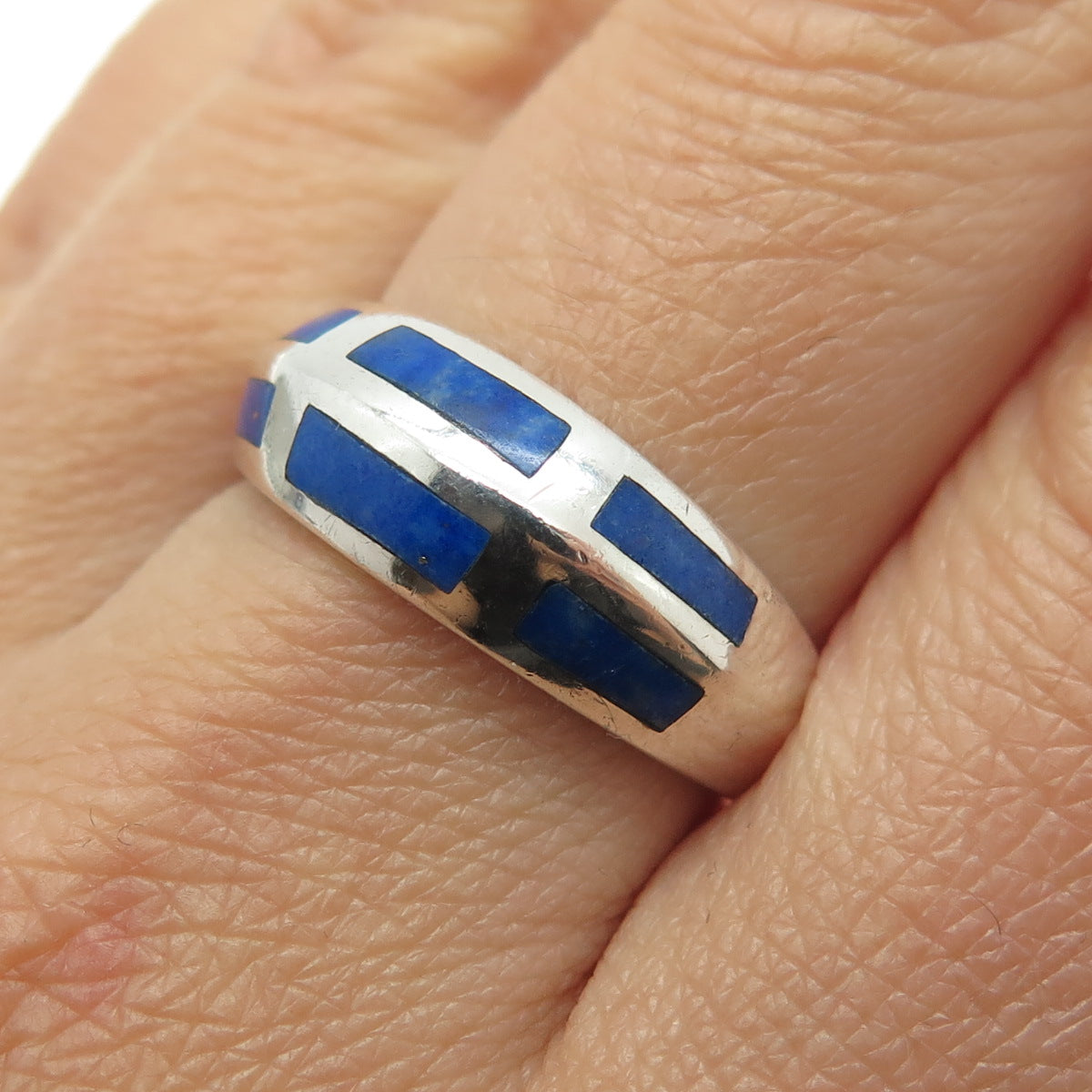 CLYDE DUNEIER CID 925 Sterling Silver Vintage Real Lapis Lazuli Ring Size 9