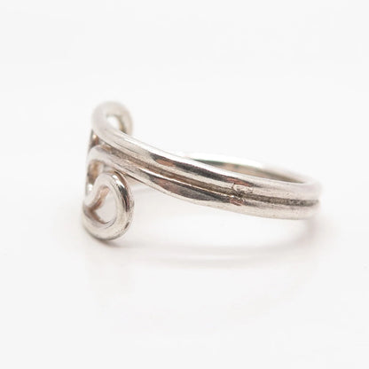 925 Sterling Silver Vintage Twisted Modernist Ring Size 9.75