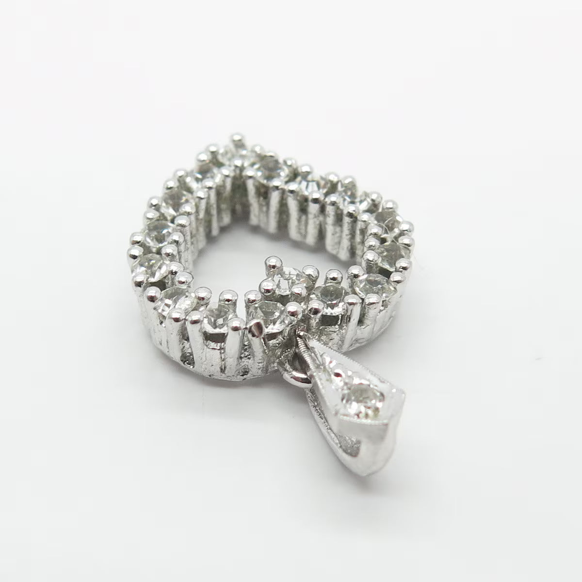 925 Sterling Silver C Z Open Heart Pendant