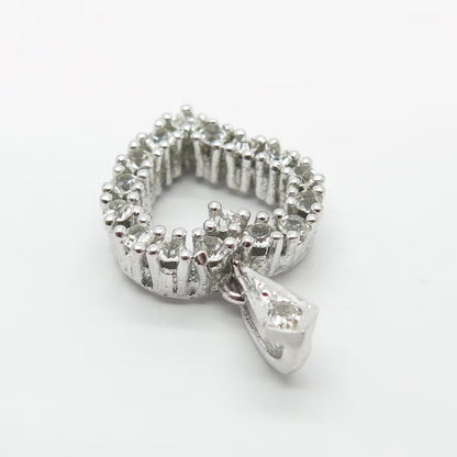 925 Sterling Silver C Z Open Heart Pendant