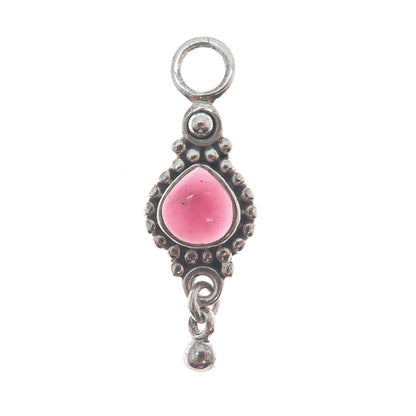 DOUG PAULUS 925 Sterling Silver Vintage Real Tourmaline Minimalist Charm Pendant