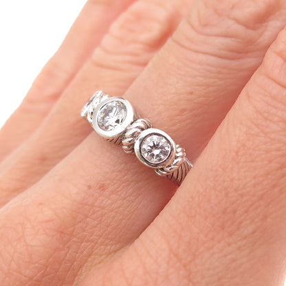 Judith Ripka 925 Sterling Silver Round-Cut C Z Ring Size 7.25