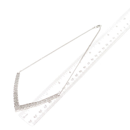 Sun 925 Sterling Silver Real Diamond V-Shape Bismark Chain Necklace 18"