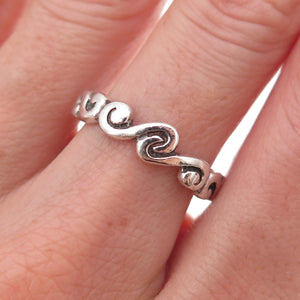 925 Sterling Silver Vintage Spiral Oxidized Ring Size 8