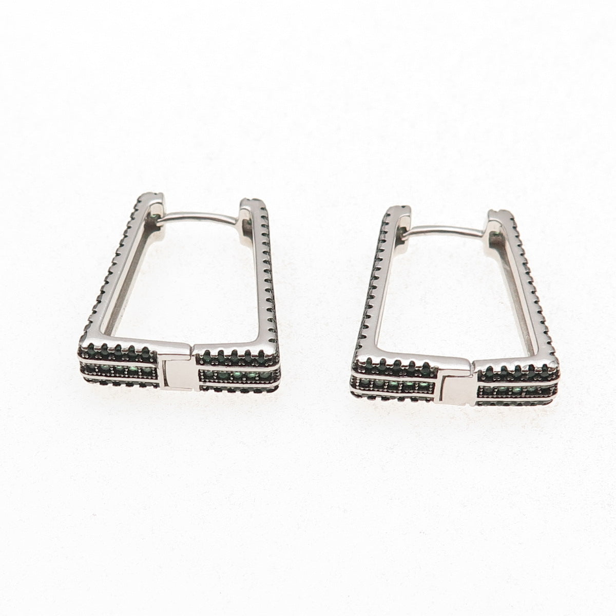 925 Sterling Silver Real Chrome Diopside Hoop Earrings