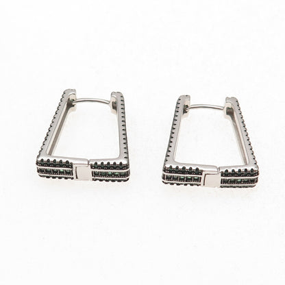 925 Sterling Silver Real Chrome Diopside Hoop Earrings