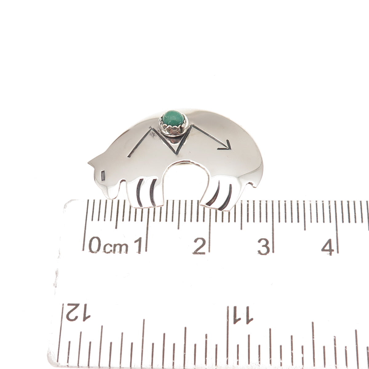 D’Anz Albuquerque Old Pawn 925 Sterling Vintage Turquoise Native Bear Pin Brooch