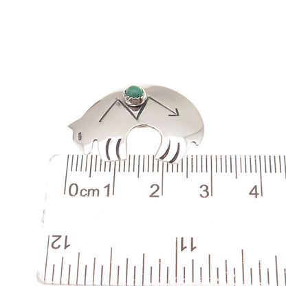 D’Anz Albuquerque Old Pawn 925 Sterling Vintage Turquoise Native Bear Pin Brooch