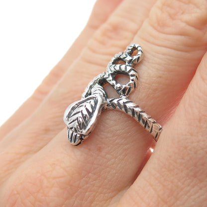 925 Sterling Silver Vintage Cobra Snake Oxidized Ring Size 8.25